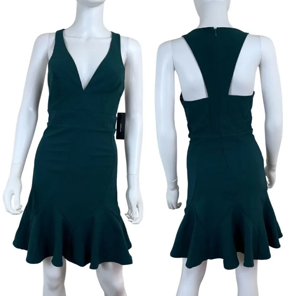 Lulus Sweet Expectation Women Size S Green Ruffle Peplum Bodycon Mini NEW Dress - Picture 1 of 17